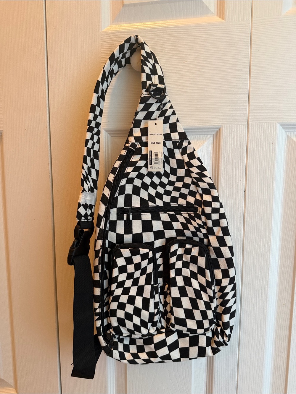 Black & White Checker Sling Bag